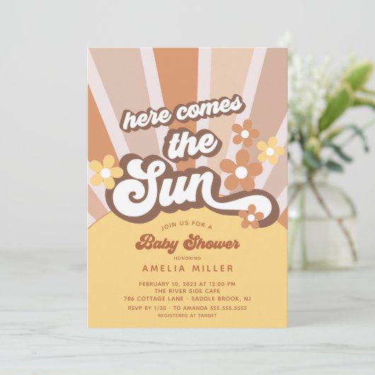 Hier komt de Uitnodiging van het Baby shower van d (Staand voorkant)