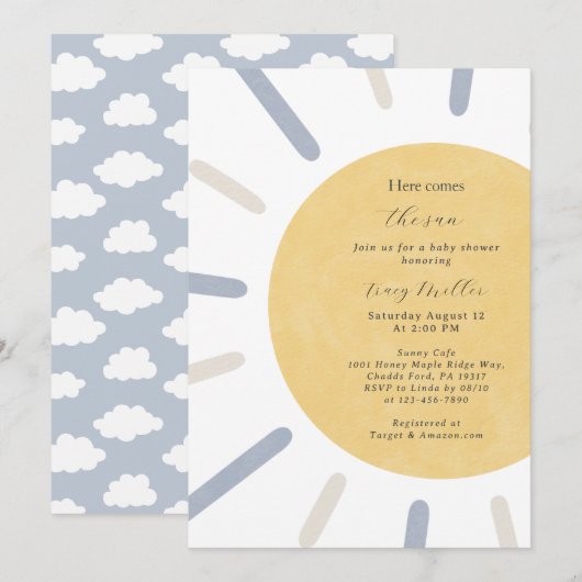 Hier komt de Uitnodiging van het Baby shower van d (Voorkant / Achterkant)