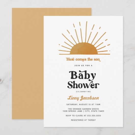 Hier komt de uitnodiging voor het Baby shower Son (Voorkant / Achterkant)