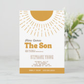 Hier komt de uitnodiging voor het Baby shower Son (Staand voorkant)