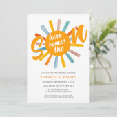 Hier komt de uitnodiging voor het Baby shower Son (Staand voorkant)