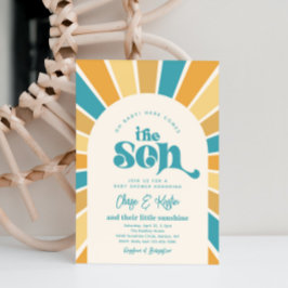 Hier komt de uitnodiging voor het Baby shower Son