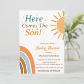 Hier komt de uitnodiging voor het Baby shower Son (Staand voorkant)