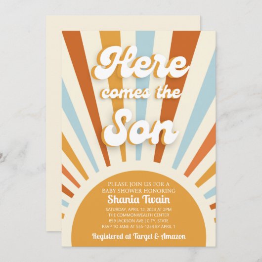 Hier komt de uitnodiging voor het Baby shower Son (Voorkant / Achterkant)