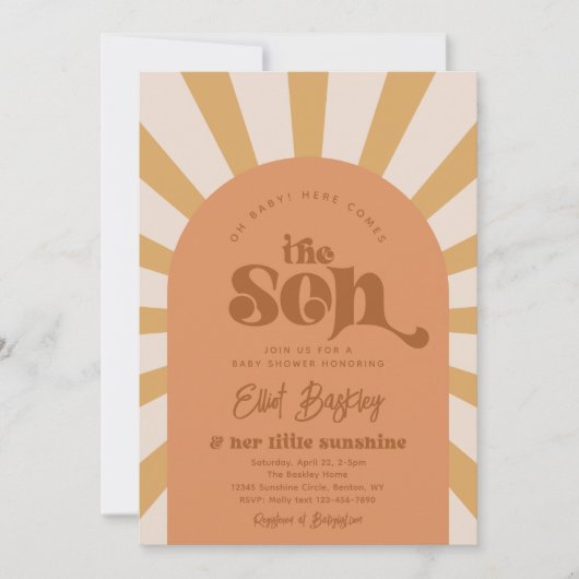 Hier komt de uitnodiging voor het Baby shower Son (Voorkant)