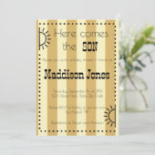 Hier komt de uitnodiging voor het SON-baby shower (Staand voorkant)