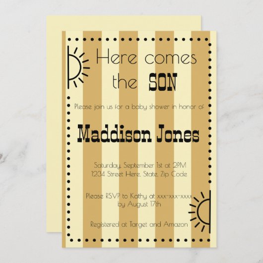 Hier komt de uitnodiging voor het SON-baby shower (Voorkant / Achterkant)