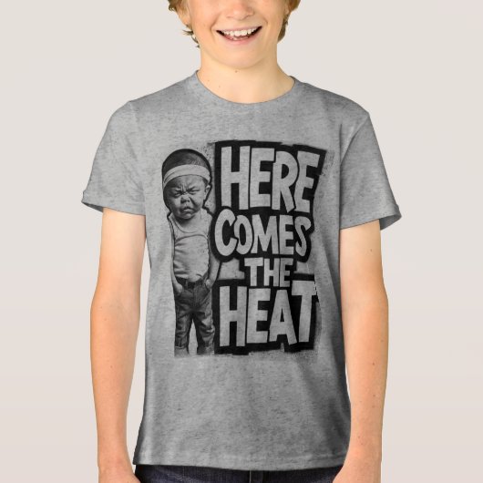 HIER KOMT DE WARMTE Tri-Blend SHIRT (Voorkant)