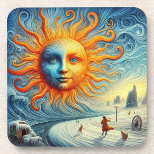 Hier komt de zon - AI Art Print Bier Onderzetter