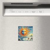 Hier komt de zon - AI Art Print Magneet (Insitu (Vaatwasser))
