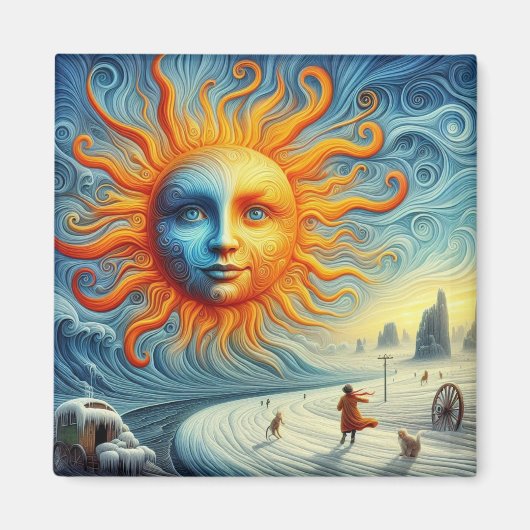 Hier komt de zon - AI Art Print Magneet (Voorkant)