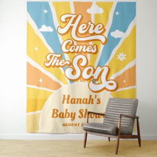 Hier Komt de Zon Baby Borrel Verwelkoming Wandkleed