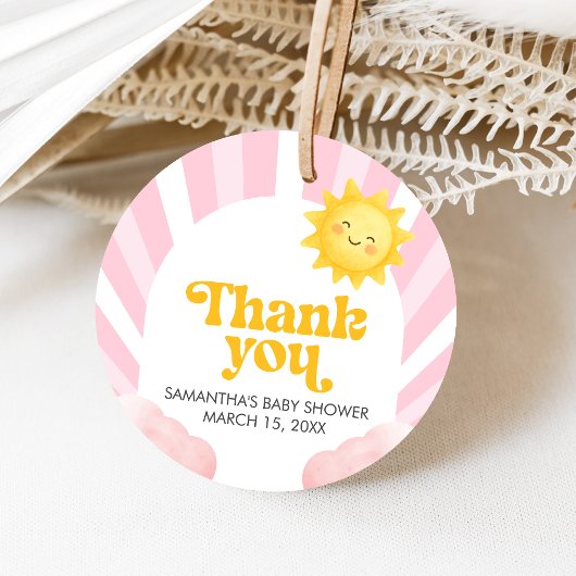 Hier Komt de Zon Baby Shower Bedankjes Labels