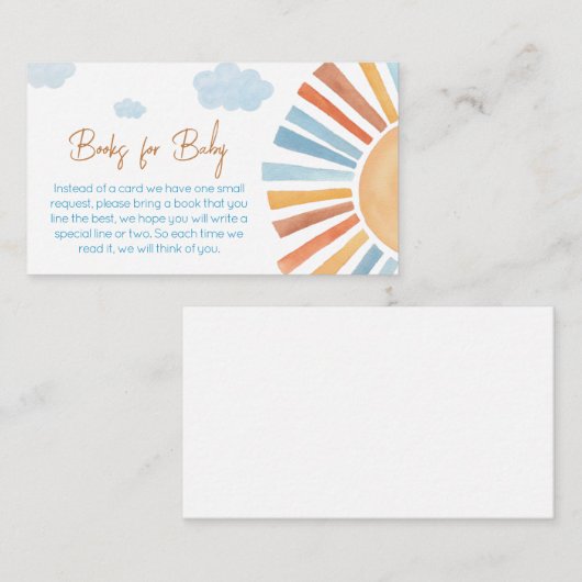 Hier komt de zon Baby shower boeken voor Baby Informatiekaartje (Voorkant / Achterkant)