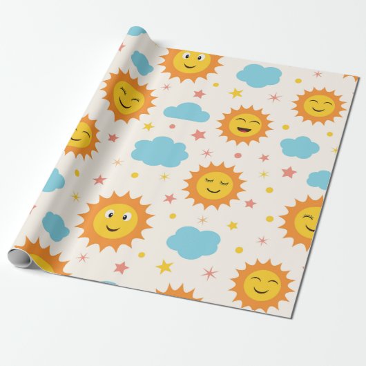 Hier Komt De Zon Baby Shower Cadeaupapier (Uitgerold)