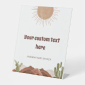 Hier komt de zon Baby shower Custom tafelblad Reclamebord Met Voetstuk (Voorkant)