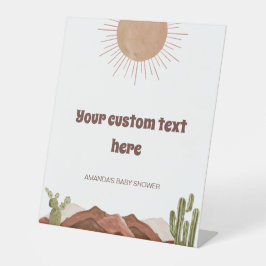 Hier komt de zon Baby shower Custom tafelblad Reclamebord Met Voetstuk