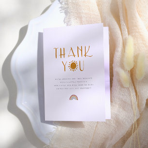 Hier komt de zon   Baby shower Dank u Bedankkaart