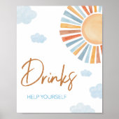 Hier komt de zon Baby shower Drinken Poster (Voorkant)