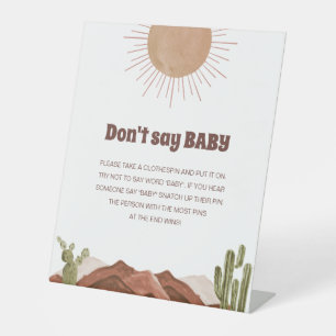 Hier komt de zon Baby shower Game Niet zeggen baby Reclamebord Met Voetstuk