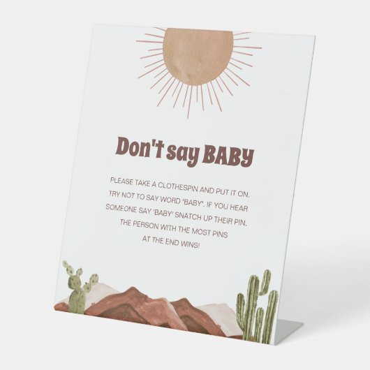 Hier komt de zon Baby shower Game Niet zeggen baby Reclamebord Met Voetstuk (Voorkant)