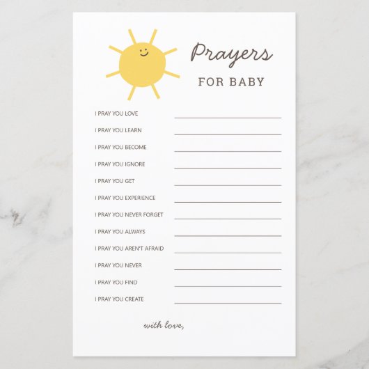 Hier Komt De Zon Baby Shower Gebeden Voor Baby (Voorkant)