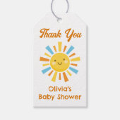Hier komt de zon Baby shower gunst Cadeaulabel (Voorkant)