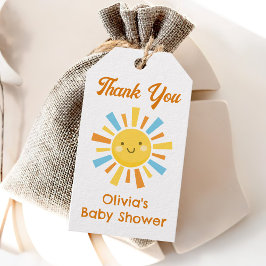 Hier komt de zon Baby shower gunst Cadeaulabel
