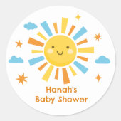 Hier komt de zon Baby shower gunst Ronde Sticker (Voorkant)