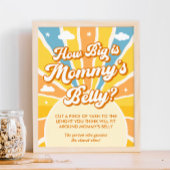 Hier komt de zon Baby shower hoe groot haar buik Poster