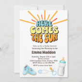 Hier komt de zon Baby shower Invitation Kaart (Voorkant)