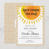 Hier komt de zon Baby shower Invitation Kaart (Voorkant / Achterkant)