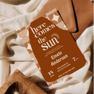 Hier komt de zon baby shower Invitation Kaart