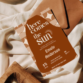 Hier komt de zon baby shower Invitation Kaart
