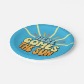 Hier komt de zon Baby shower Invitation Papieren Bordje (Gekanteld)