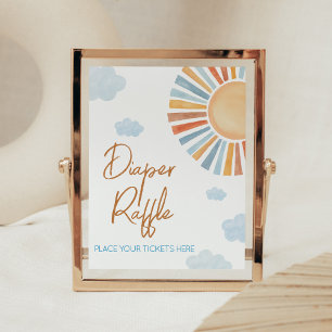 Hier komt de zon Baby shower luier rafel Poster