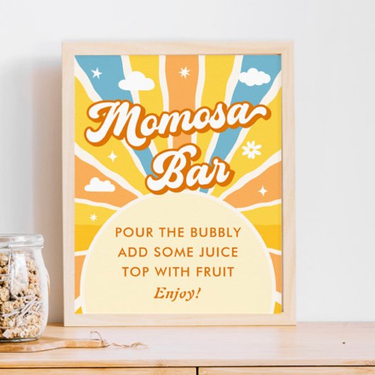Hier komt de zon Baby shower Momosa Bar Poster