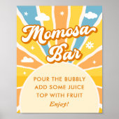 Hier komt de zon Baby shower Momosa Bar Poster (Voorkant)