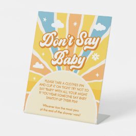 Hier komt de zon Baby shower niet zeggen Baby spel Reclamebord Met Voetstuk