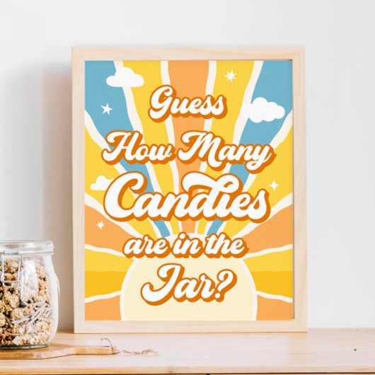 Hier komt de zon Baby shower raden hoeveel Poster