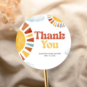 Hier Komt de Zon Baby Shower Ronde Sticker