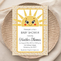 Hier komt de zon Baby Shower Uitnodiging