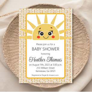 Hier komt de zon Baby Shower Uitnodiging