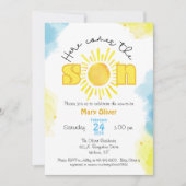 Hier komt de zon baby shower uitnodiging zoon jong (Voorkant)