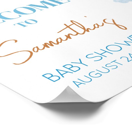 Hier komt de zon Baby shower welkom Poster (Hoek)