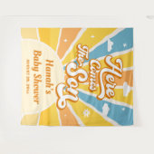 Hier komt de zon Baby shower welkom Wandkleed (Voorkant (horizontaal))