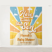 Hier komt de zon Baby shower welkom Wandkleed (Voorkant)