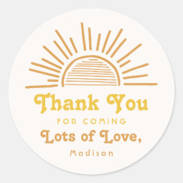 Hier komt de zon, bedankt dat je tikker bent | Sun Ronde Sticker
