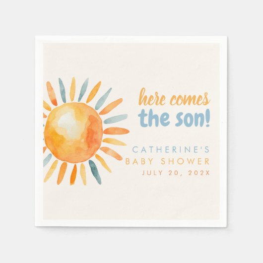 Hier komt de ZON Boho Baby Shower Servetten (Voorkant)
