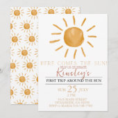 Hier komt de zon boho Birthday Invitation Kaart (Voorkant / Achterkant)